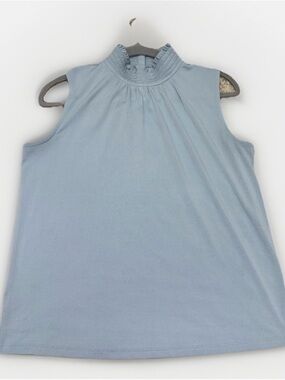 Ann Taylor Light Blue Mock Neck Sleeveless Blouse Size M